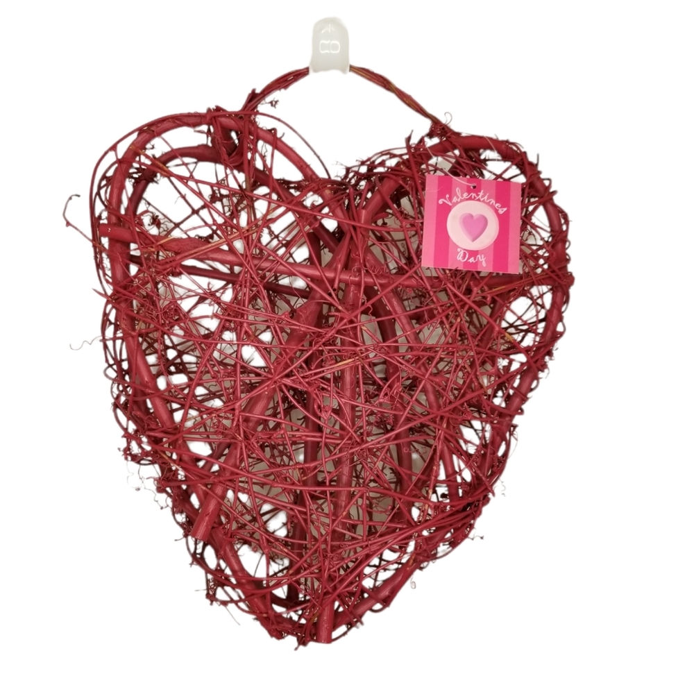 ❤2-Piece Decorative❤ Heart Natural Fiber Red Color, Small & Large